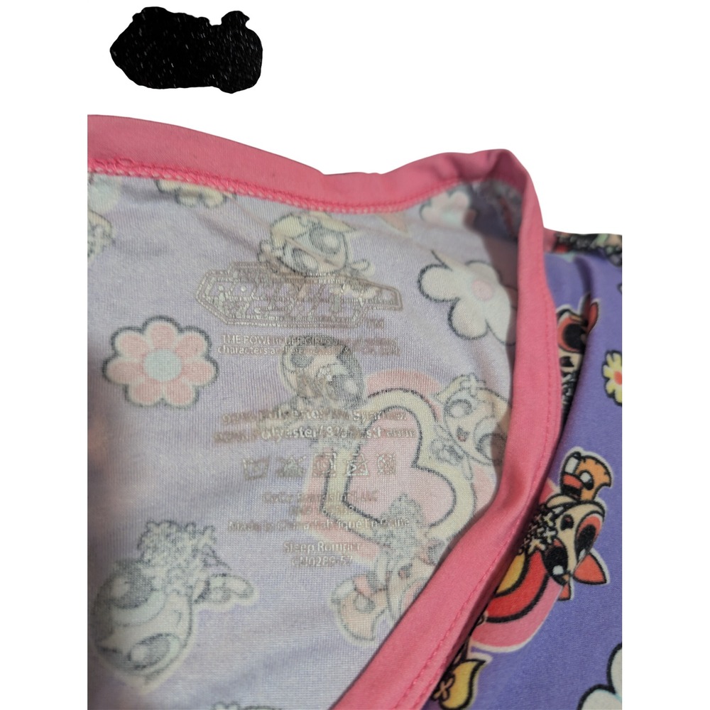 Powerpuff Girls Sleep Romper Purple Character Print Henley Pajamas 0586 - Picture 3 of 4